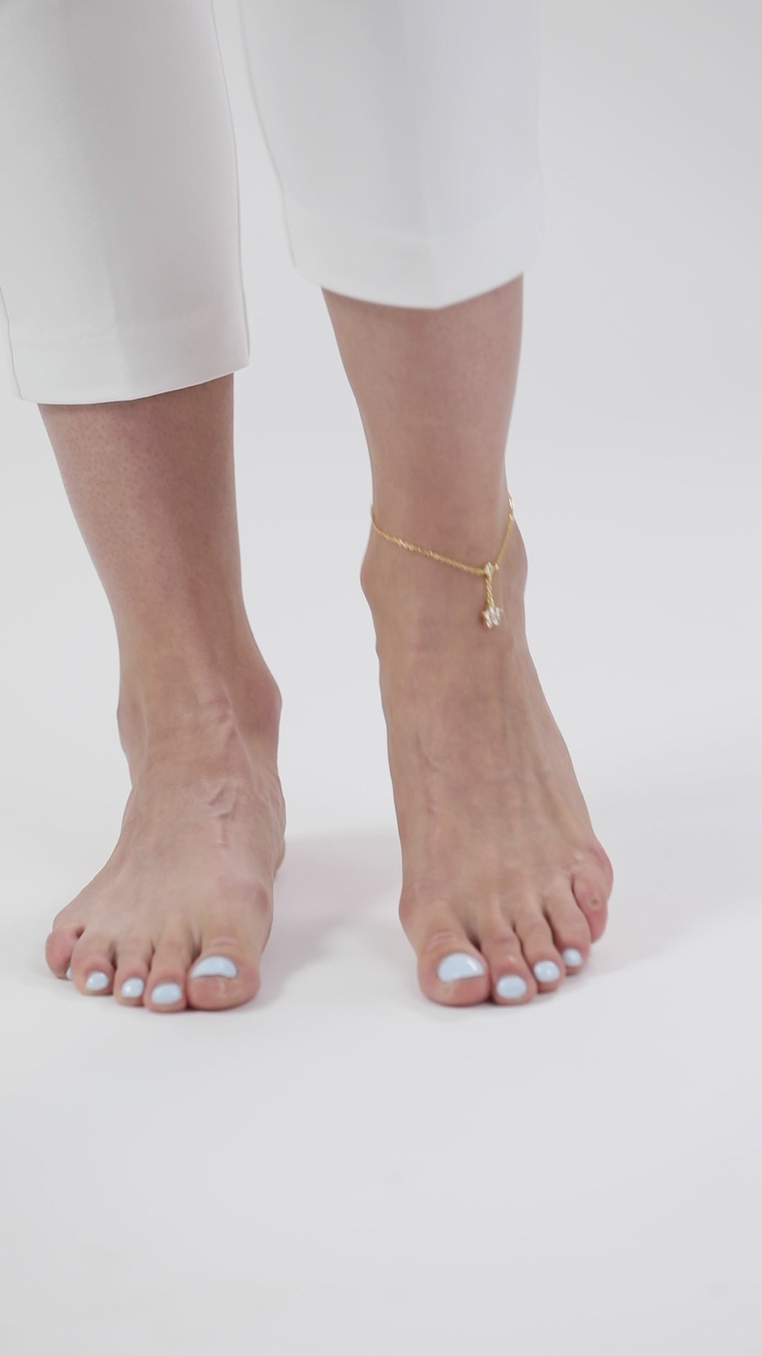 MINUTIAE Gold-Plated White Crystal Studded Handcrafted Nakshatra Anklet For Women's