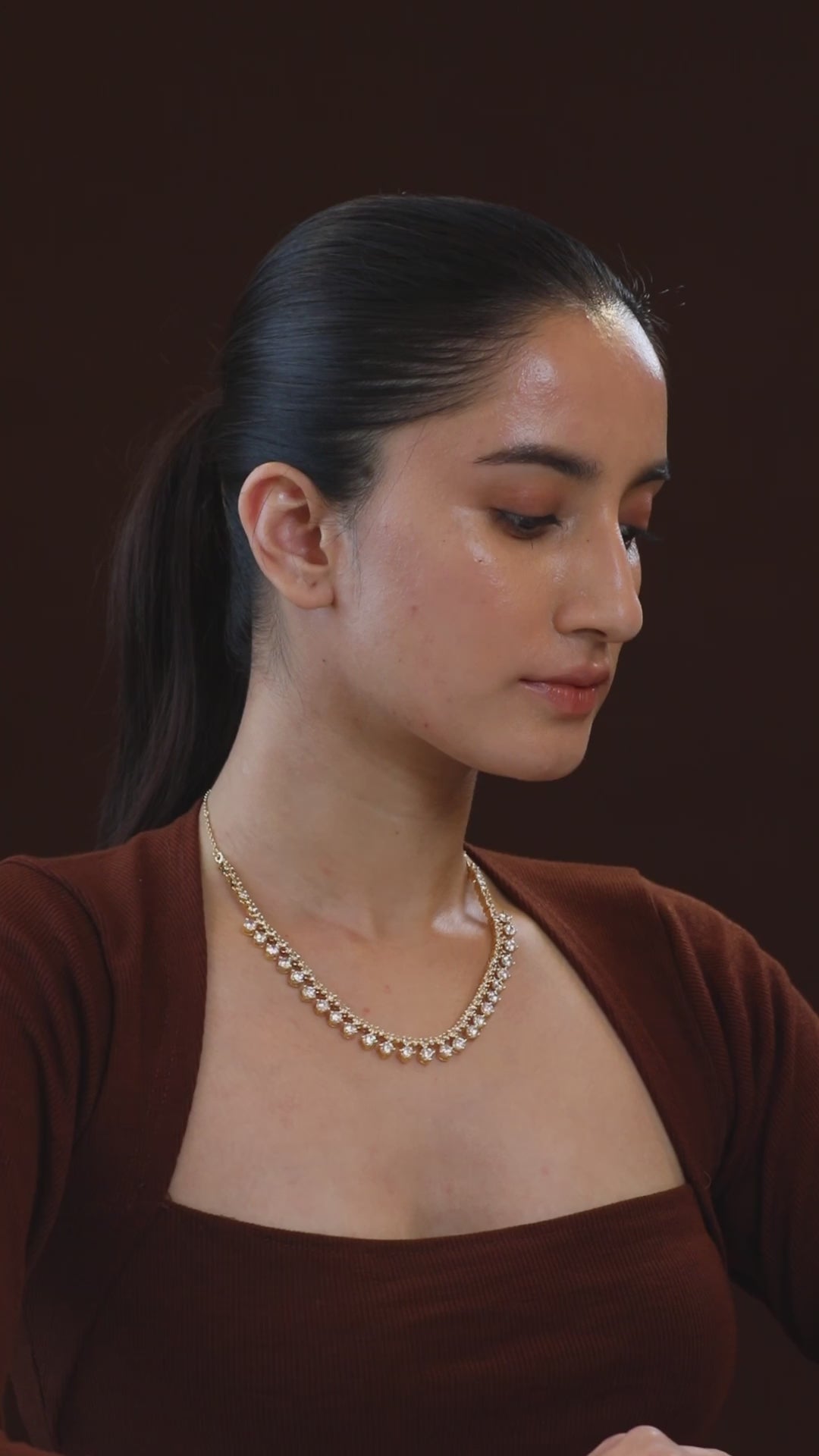 MINUTIAE Gold-Plated Crystals Studded Necklace