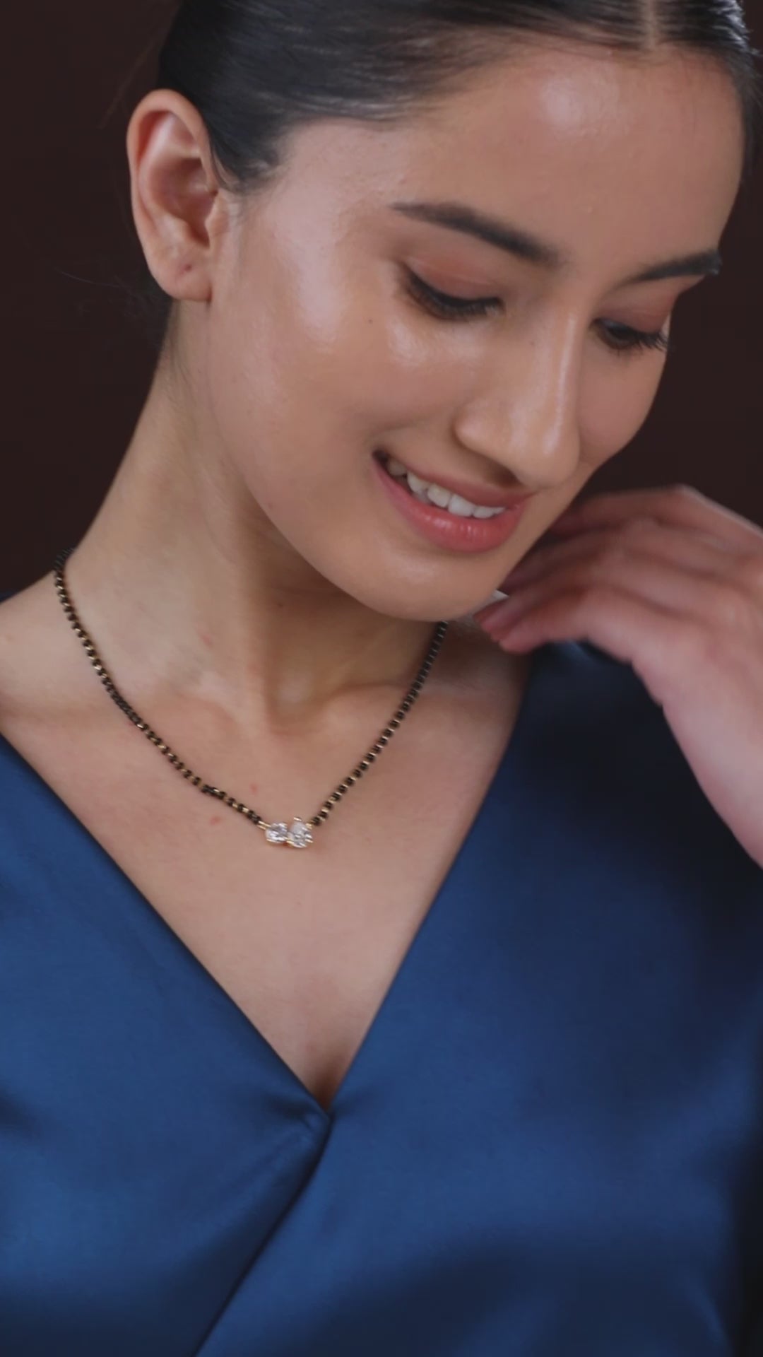 MINUTIAE Gold Plated Stone-Studded Beaded Mangalsutra For Women's