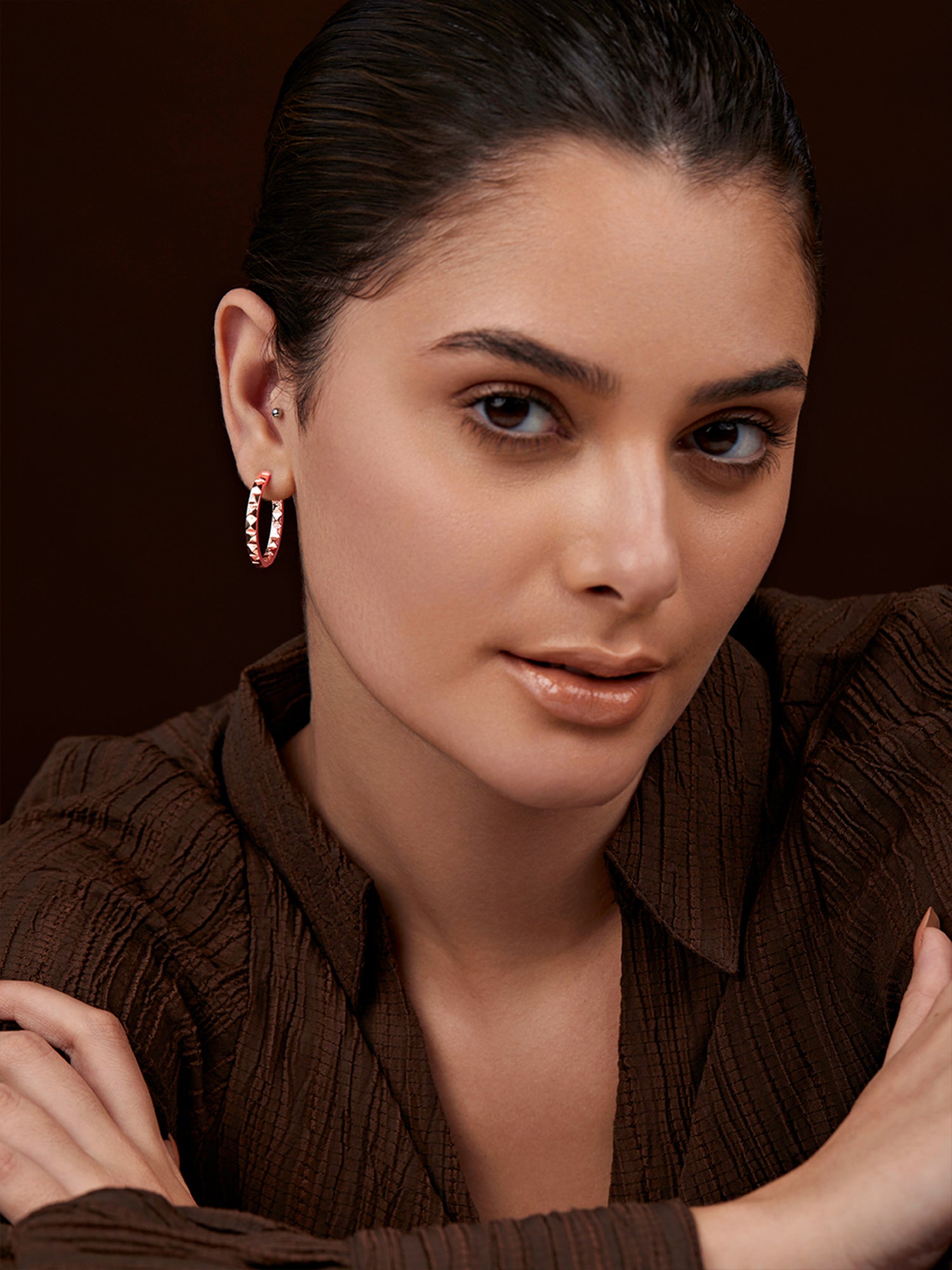 MINUTIAE Gold-Plated Hoop Earrings For Women's & Girl