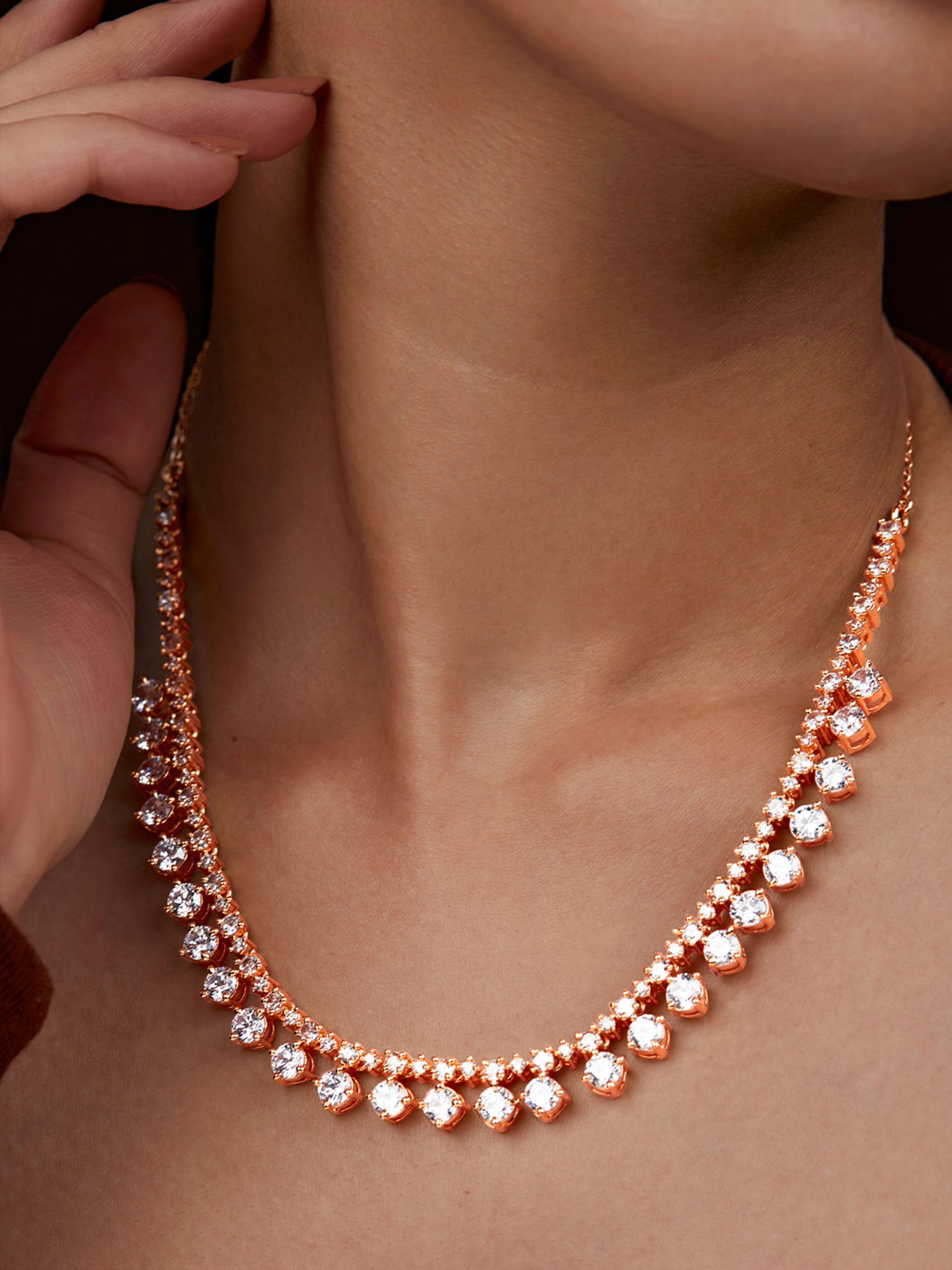 MINUTIAE Gold-Plated Crystals Studded Necklace