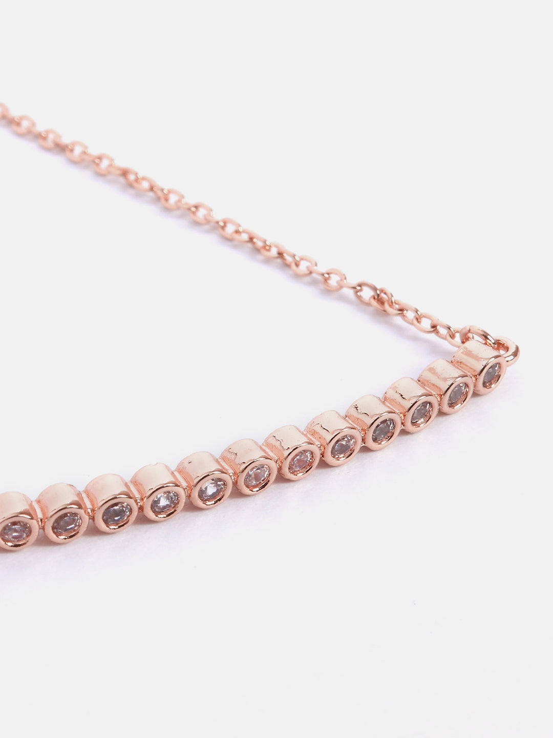 MINUTIAE Women 18K Gold-Toned & White Brass Crystals Handcrafted Link Bracelet