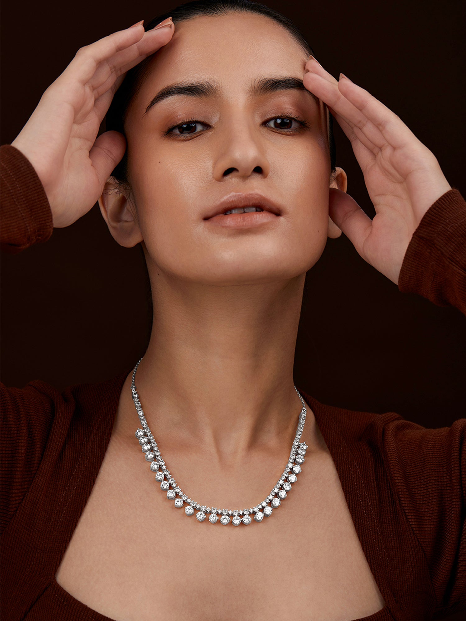 MINUTIAE Gold-Plated Crystals Studded Necklace