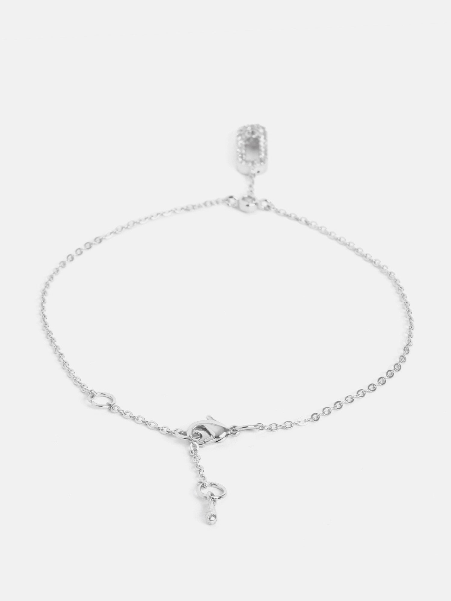 MINUTIAE Gold-Plated White Crystal-Studded Handcrafted Anklet For Women's