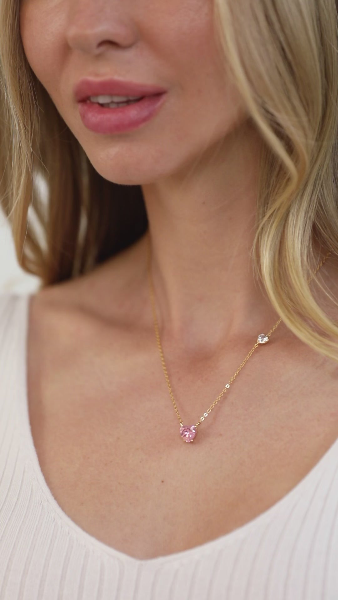 Valentines Pink Heart Necklace