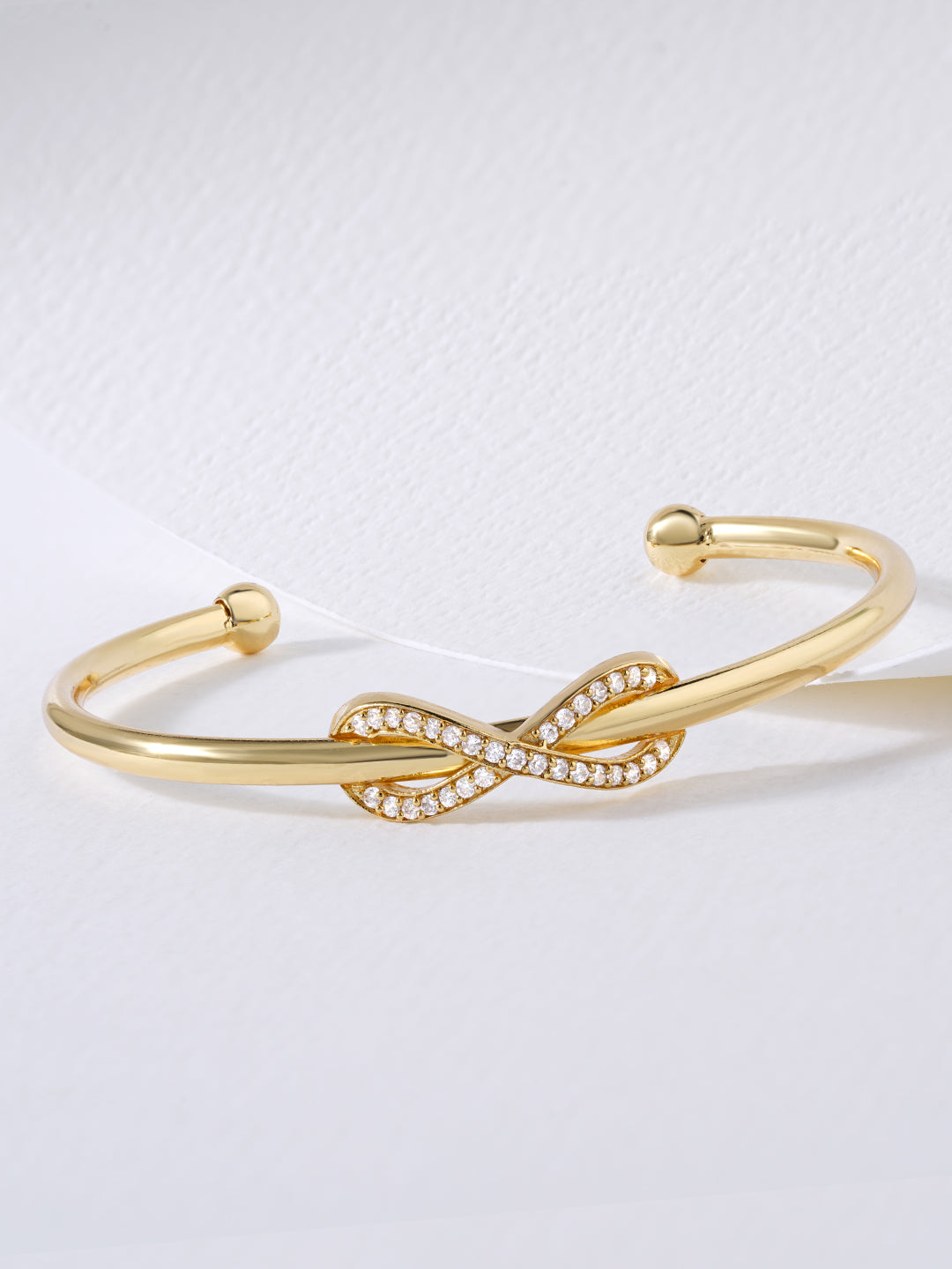 Womens Gold Plated Infinity Flexible Cuff Bracelet