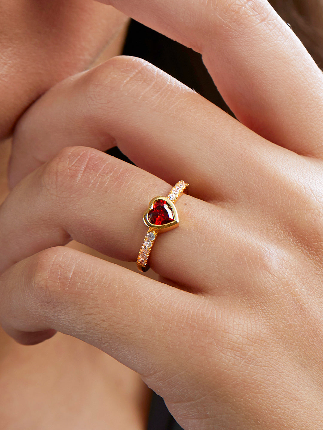Buy Palmonas 18k Gold Vermeil Red Heart Ring for Women Online
