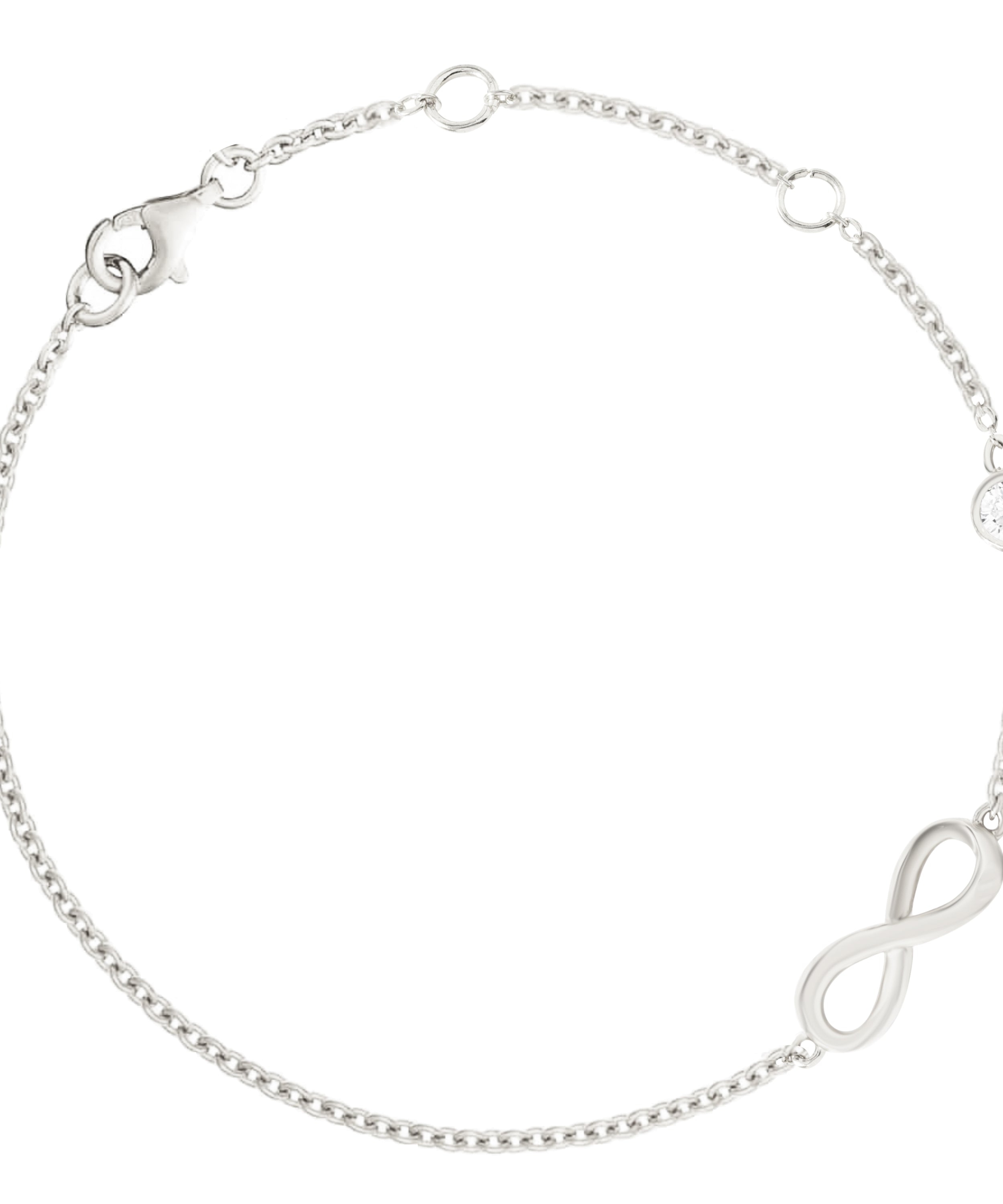 Womens White Gold Plated Infinity Charm With Solitaire Anklet