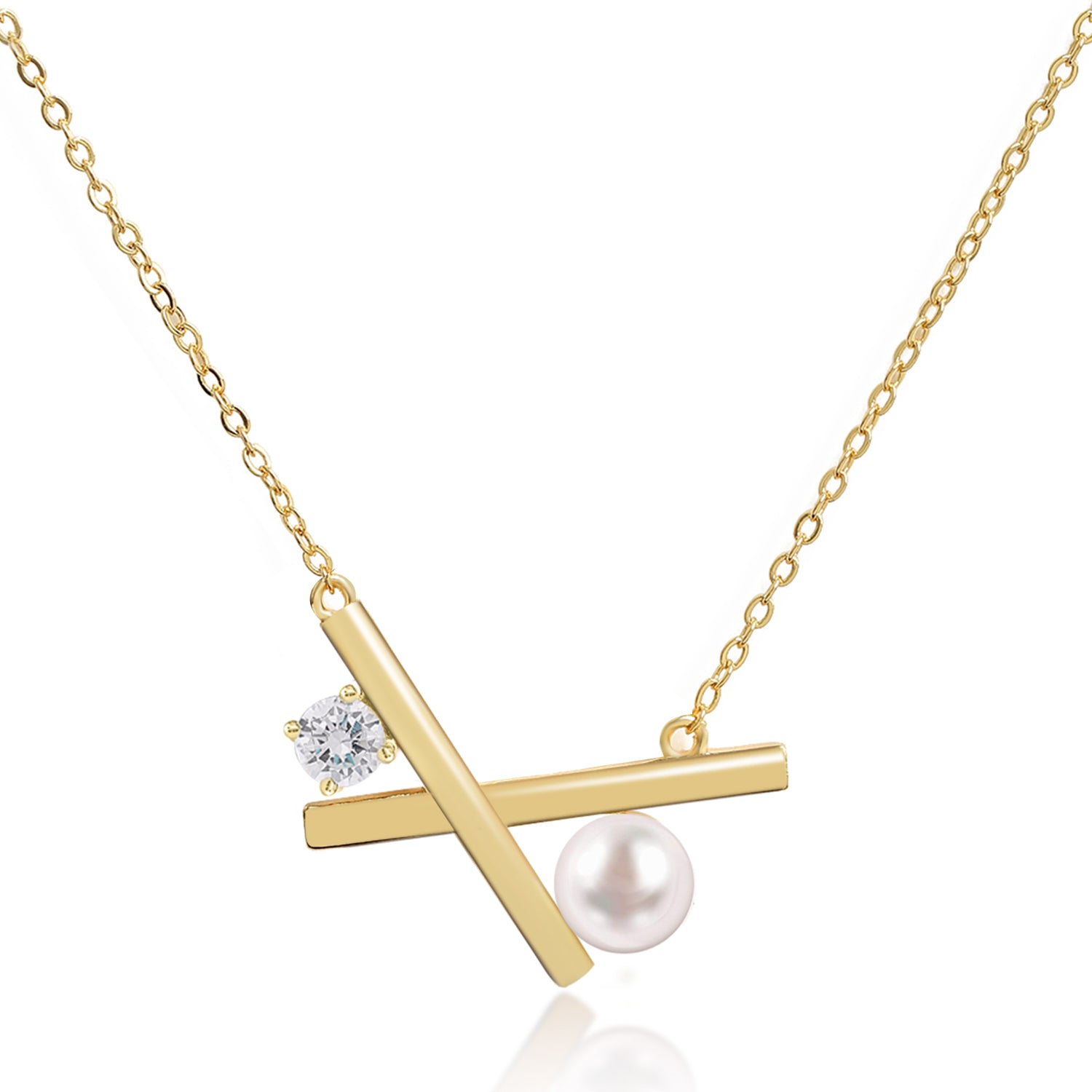 Cross Pearl Necklace 