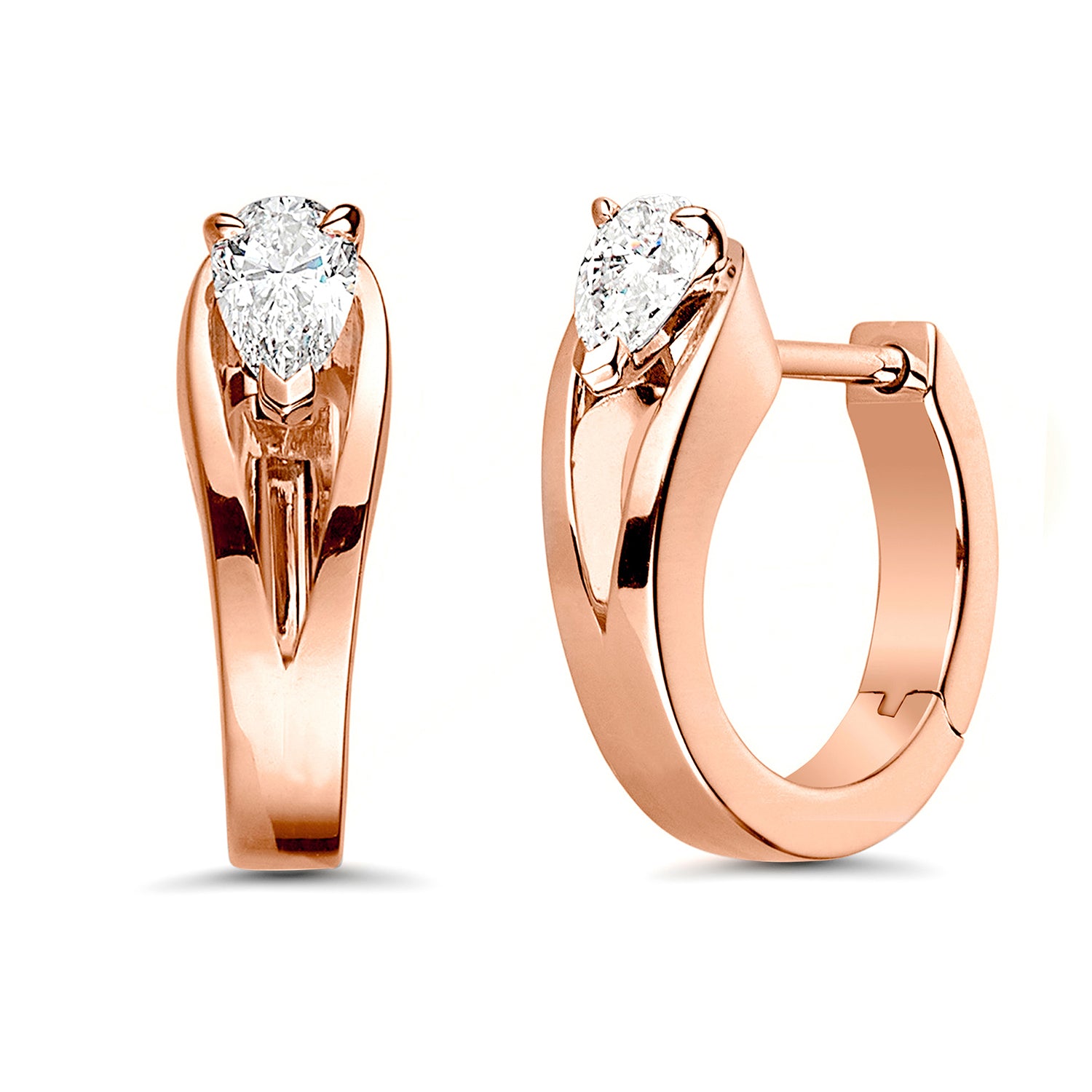 Gold Plated Pear Crystal Solitaire Huggie