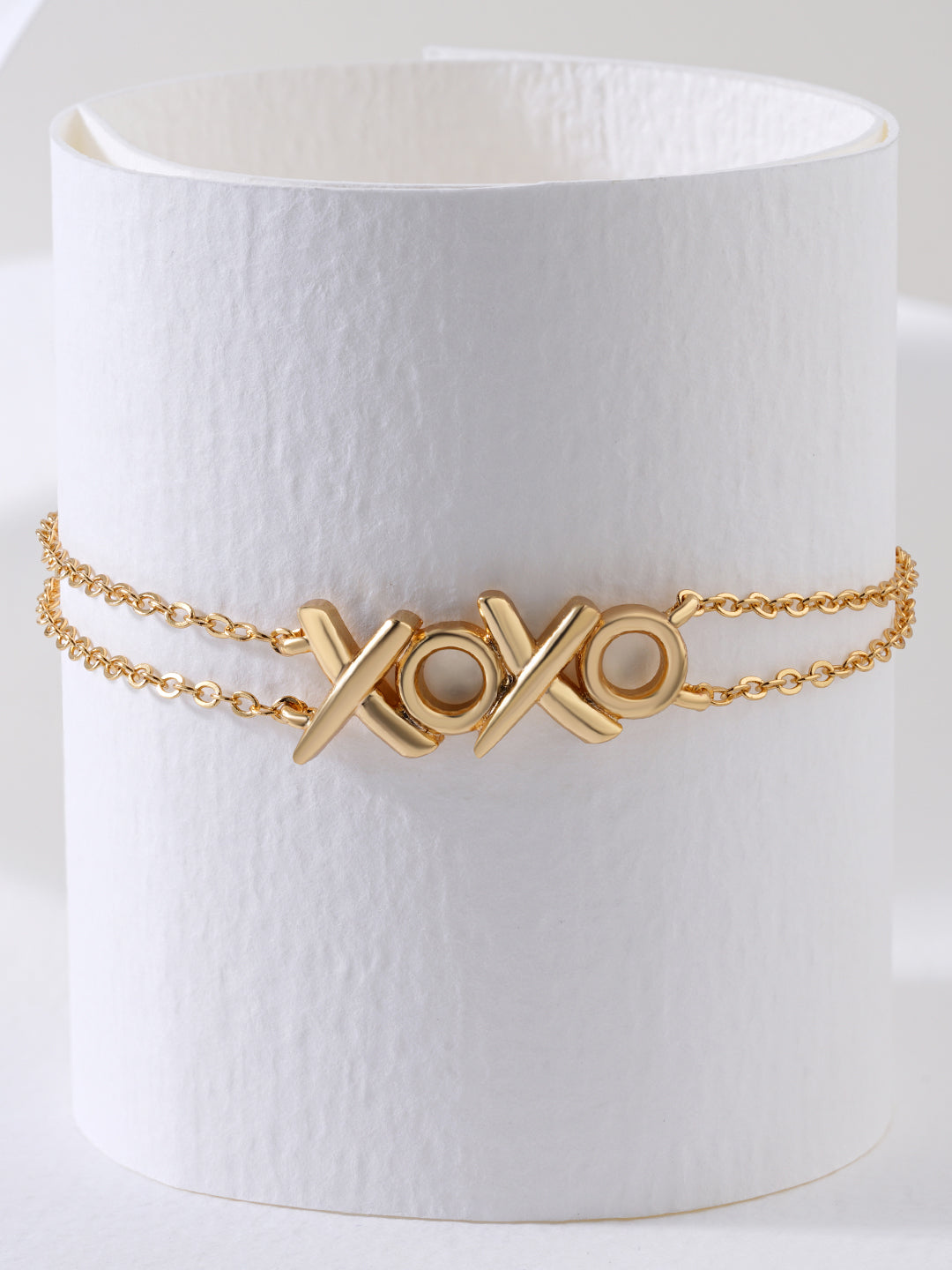 Womens White Gold Plated Xoxo Charm Bracelet