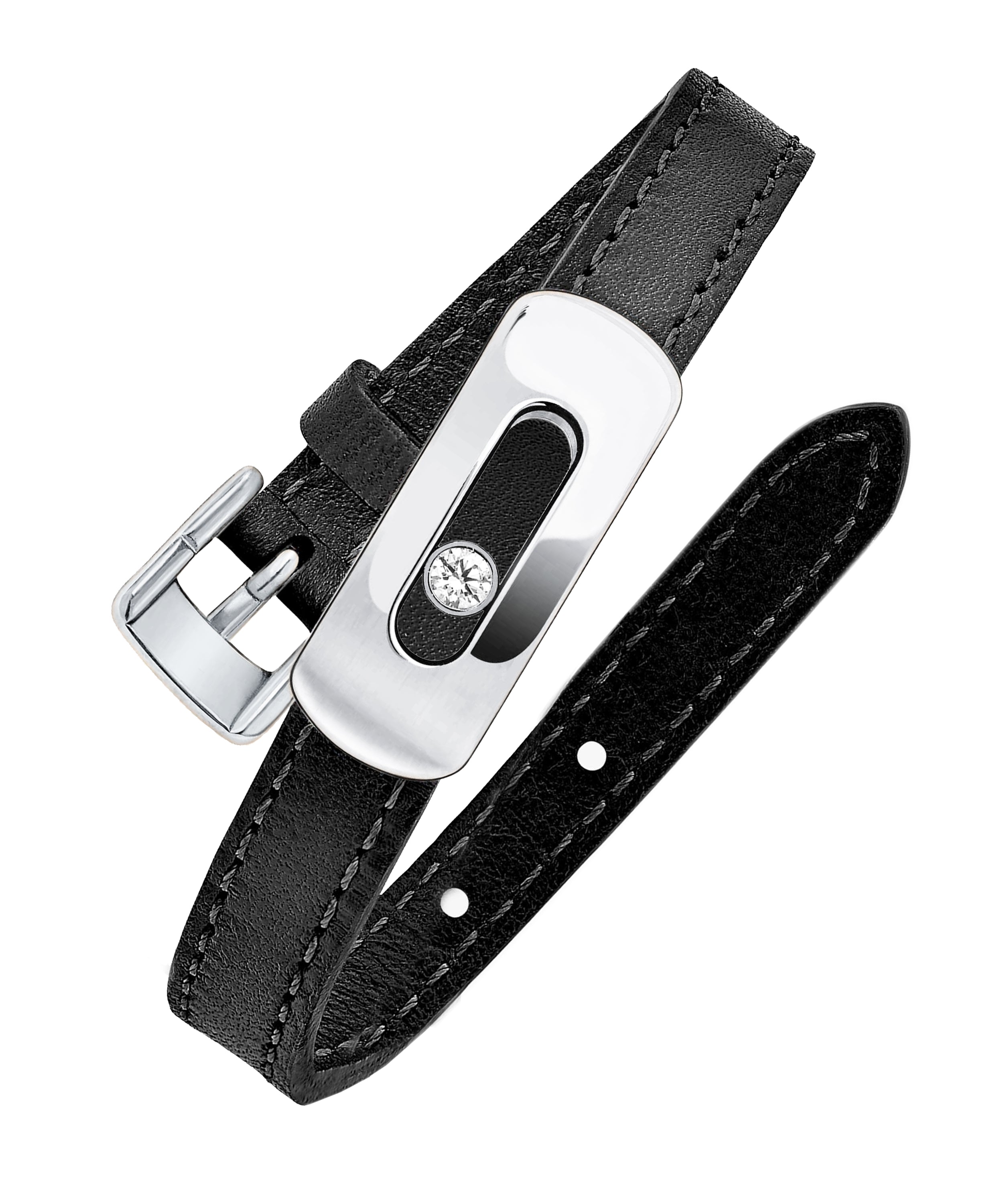 Womens White Gold Plated Floating Crystals Bracelet