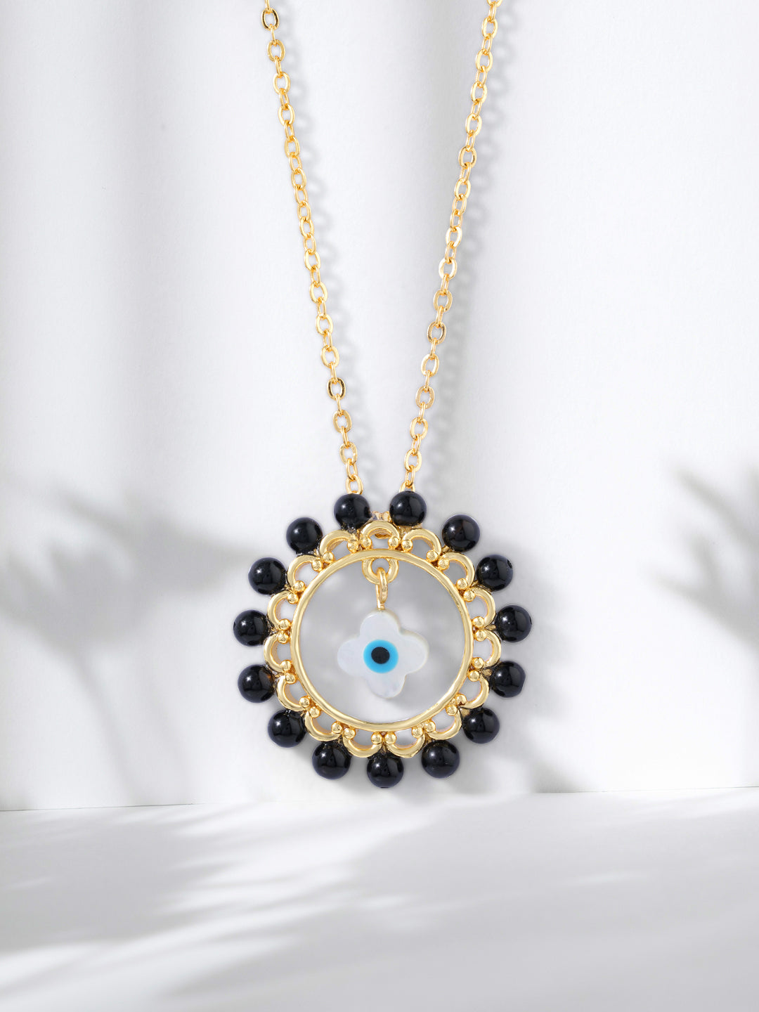 Womens White Gold Plated Contemporary Evil Eye Mangalsutra