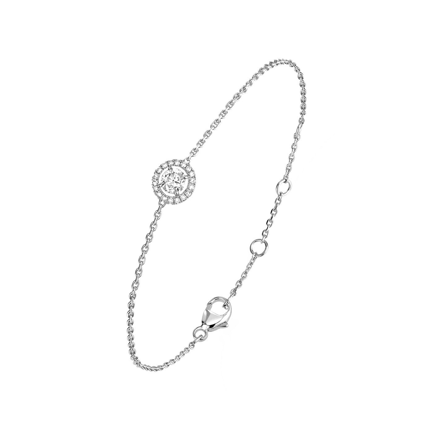 Round Crystal Halo Chain Bracelet