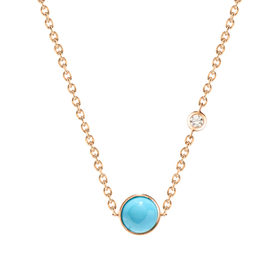 Womens White Gold Plated Rotating Turquoise Bead Chain Pendant Necklace