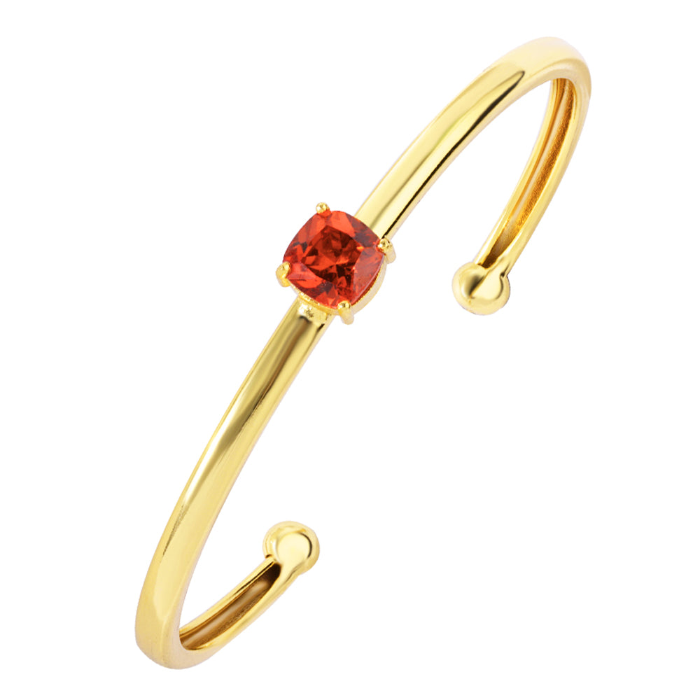 Womens White Gold Plated Red Crystal Flexible Cuff Bracelet