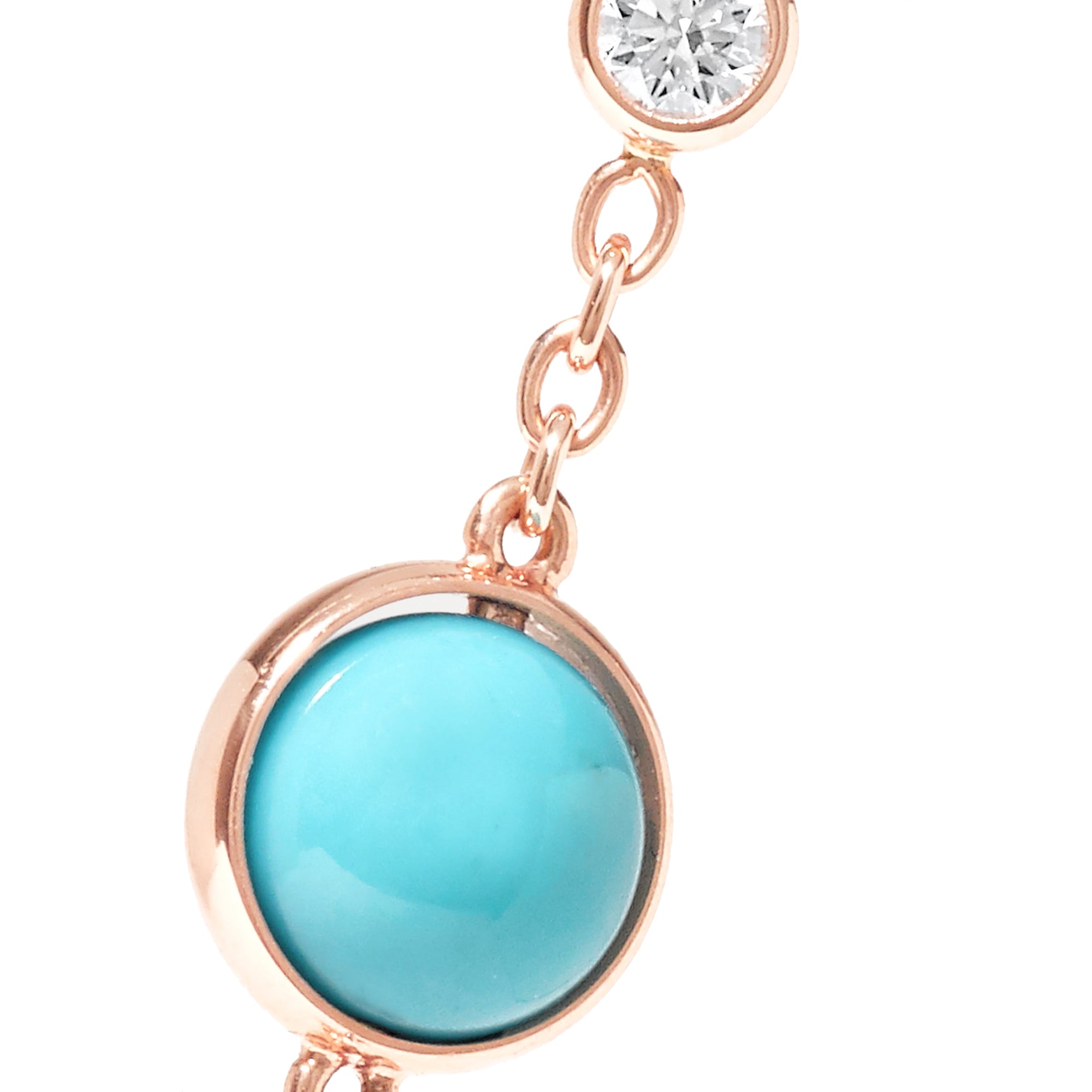 Womens White Gold Plated Rotating Turquoise Bead Chain Bracelet