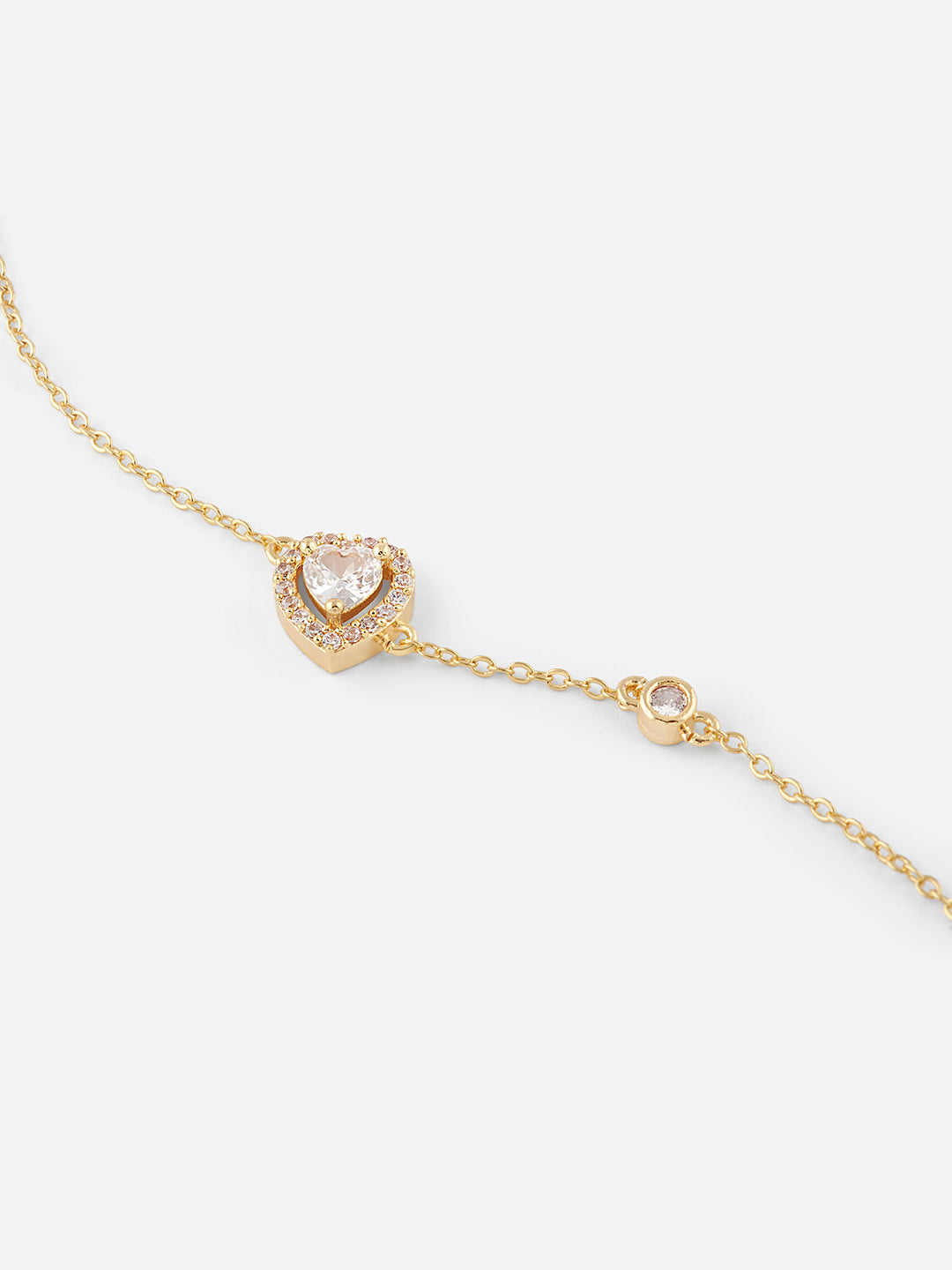 Womens White Gold Plated Halo Heart Solitaire Chain Bracelet