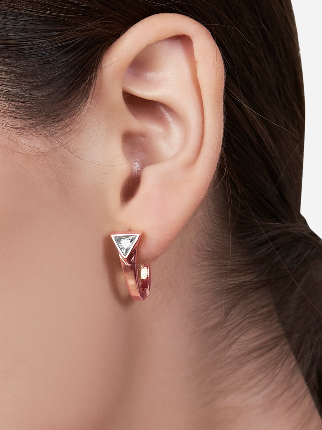 Womens White Gold Plated Triangle Shape Crystal Clip On Earrings
