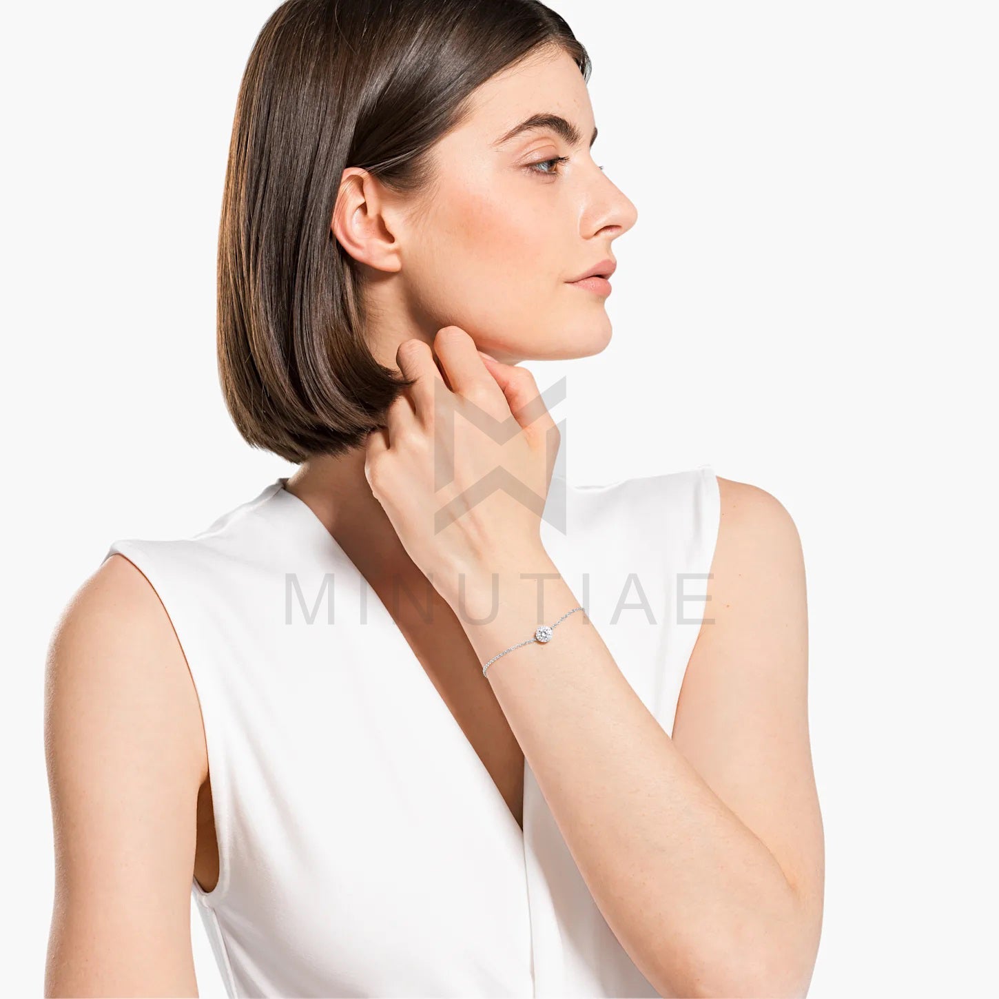 Round Crystal Halo Chain Bracelet