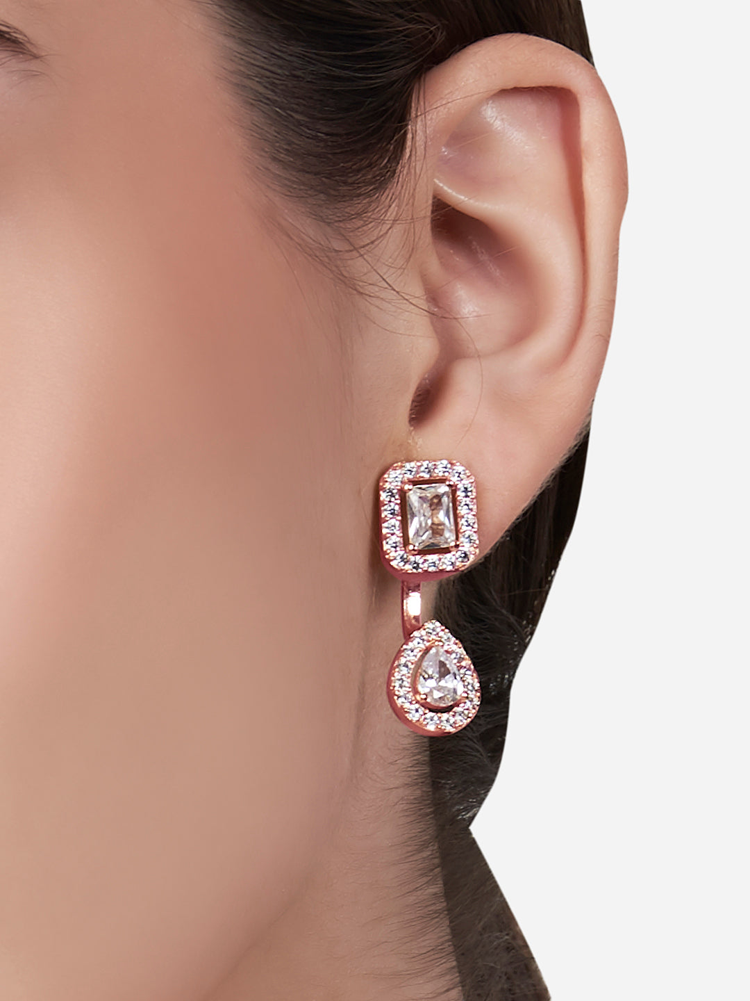 Womens White Gold Plated Solitaire Ear Jackets