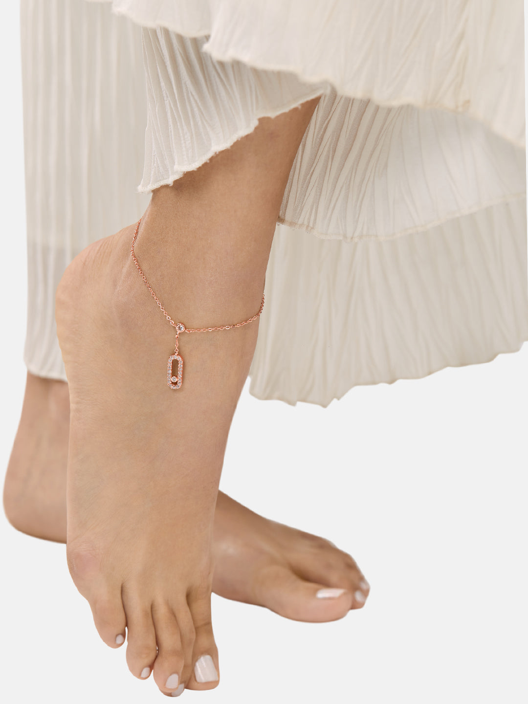 Crystal Studded Motif Chain Anklet